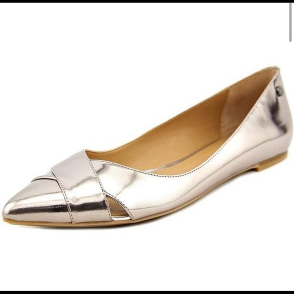 Calvin Klein Gold Metallic Pointed Flats Shoes 6 - Picture 1 of 8